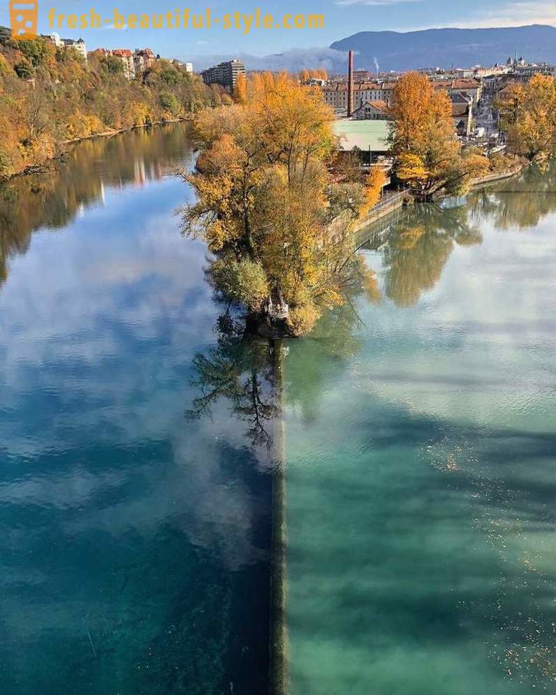 Møteplass for to elver med forskjellige farger av vann