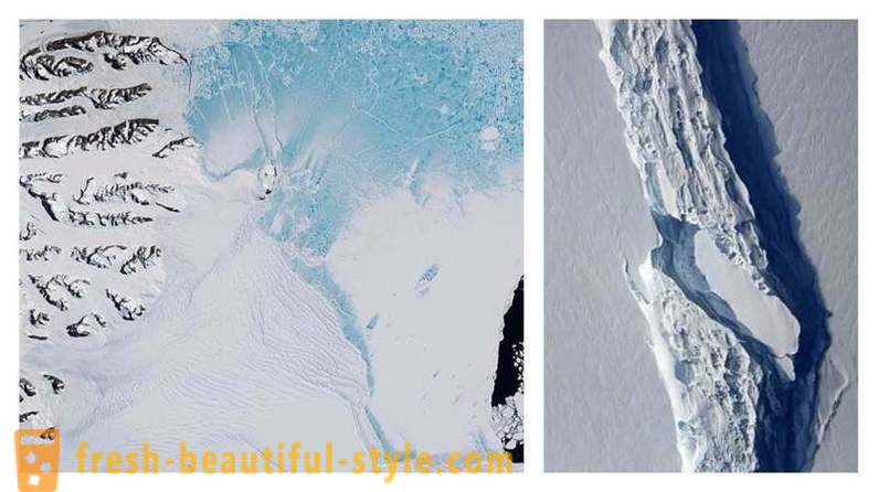 Isfjell fra Antarktis brøt av et område på mer enn to av Moskva