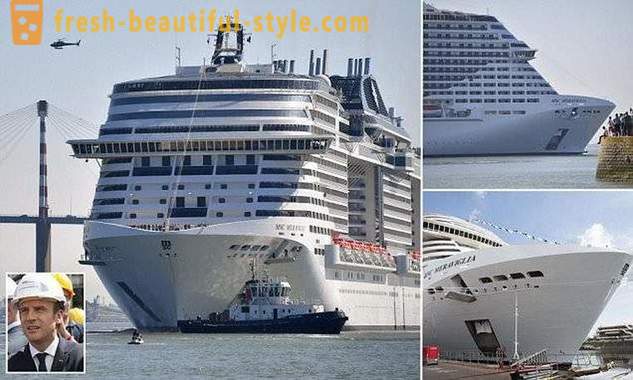 Lansering seremoni av en gigantisk cruiseskip Maraviglia