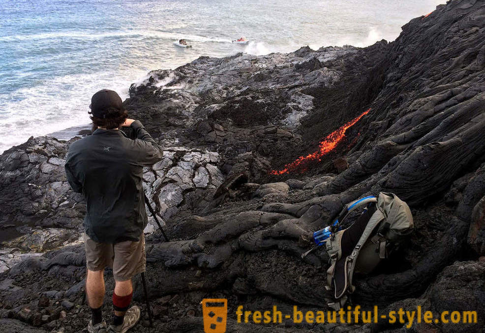 Vulkansk lava flyter fra Kilauea Hawaii