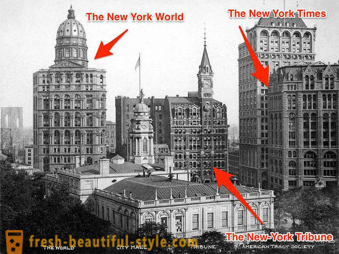 Vakker gammel bygning i New York, som ikke lenger eksisterer