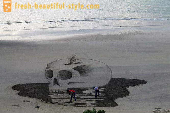 3D-tegningen på sand